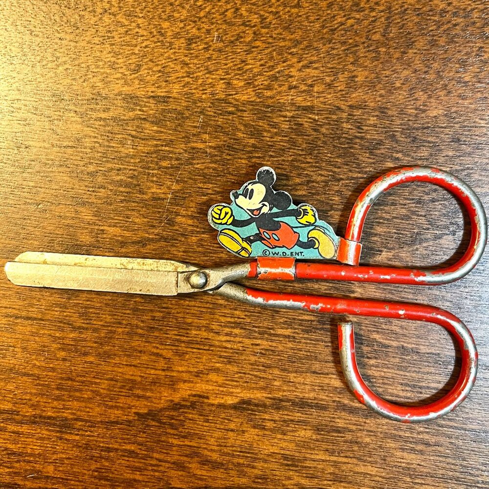 1930's DISNEYANA Mickey Mouse Scissors w. "W. D. Ent" Copyright Inscribed